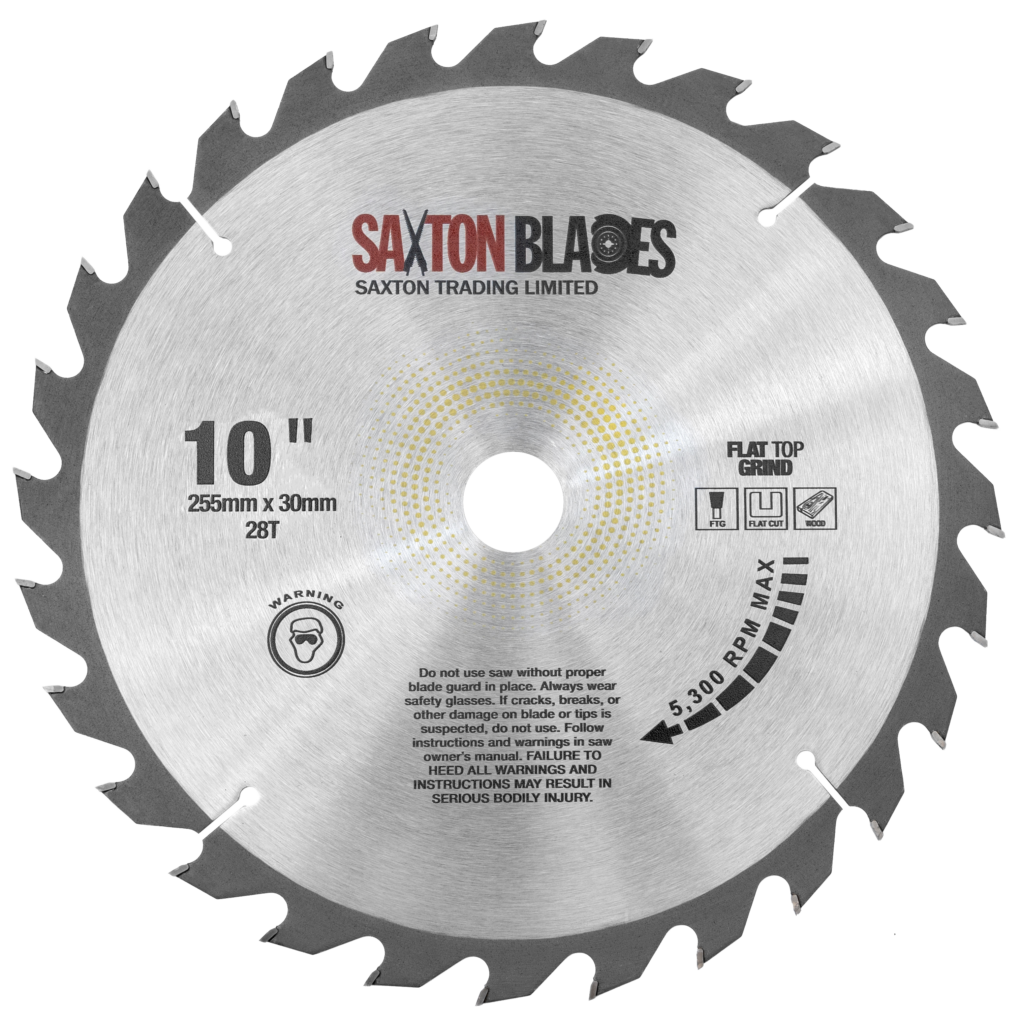 Flat Top Grind TCT Circular Saw Blade 255mm x 28T x 30mm Bore | Saxton ...