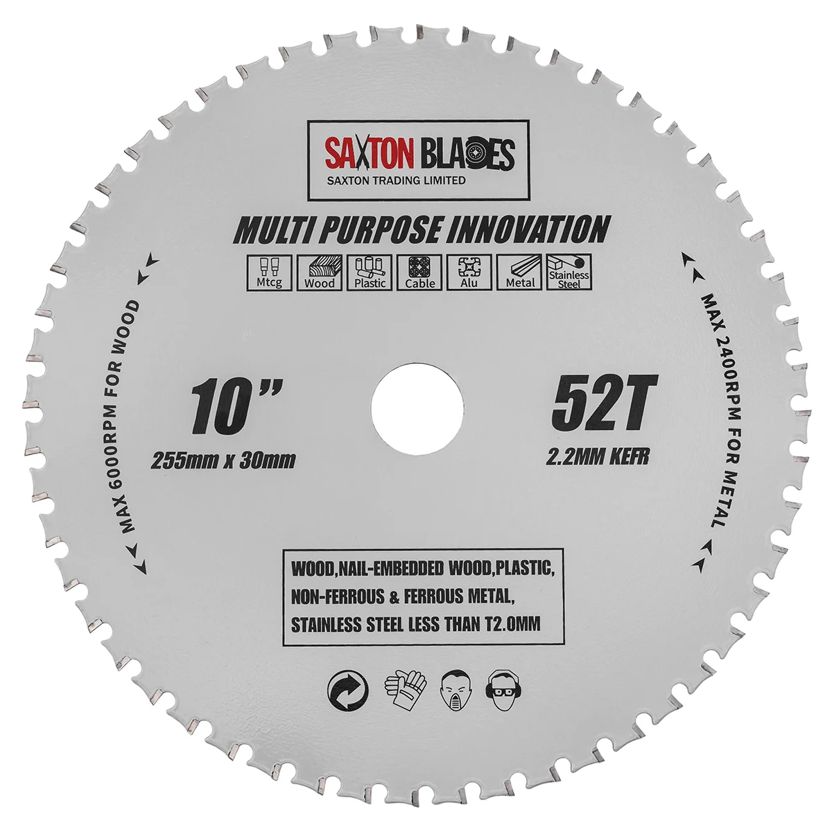 TCT Multi Purpose Innovation Circular Saw Blade 255mm x 52T x