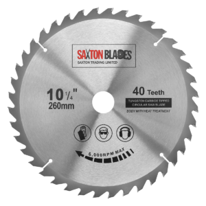 Saxton TCT26040T TCT Circular Wood Saw Blade 260mm x 40T Compatible with Festool Bosch Makita Dewalt