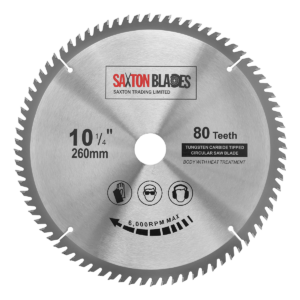 Saxton TCT26080T TCT Circular Wood Saw Blade 260mm x 80T Compatible with Festool Bosch Makita Dewalt