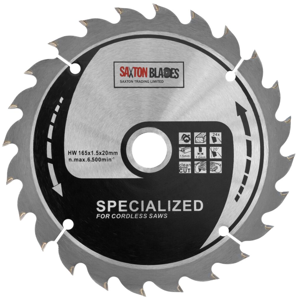 TCT Circular Blade 165mm x 24T Fits Milwaukee 15.87mm Ring Saxton Blades