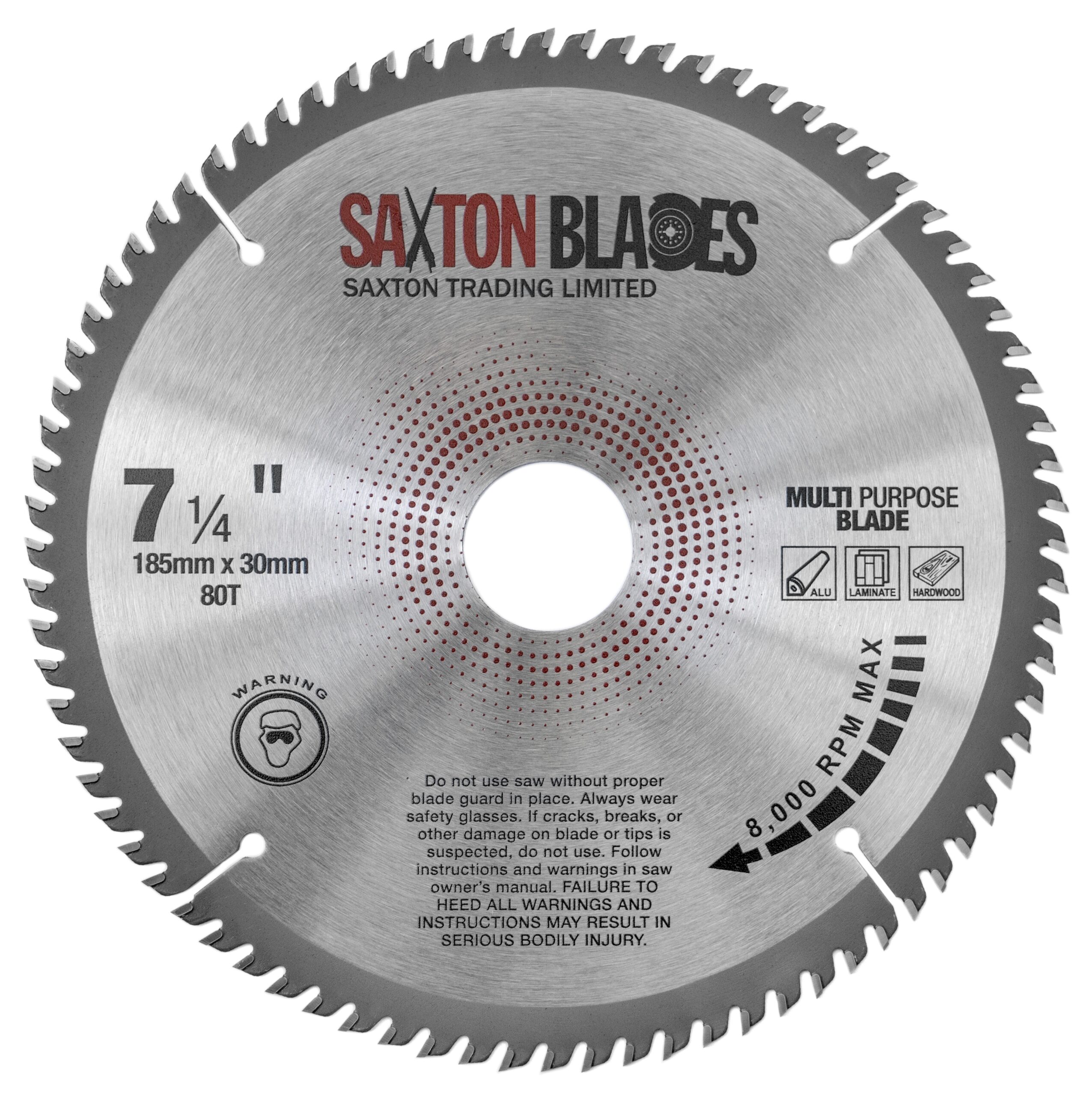 TCT Multi-Purpose Circular Saw Blade 185mm x 80T | Saxton Blades