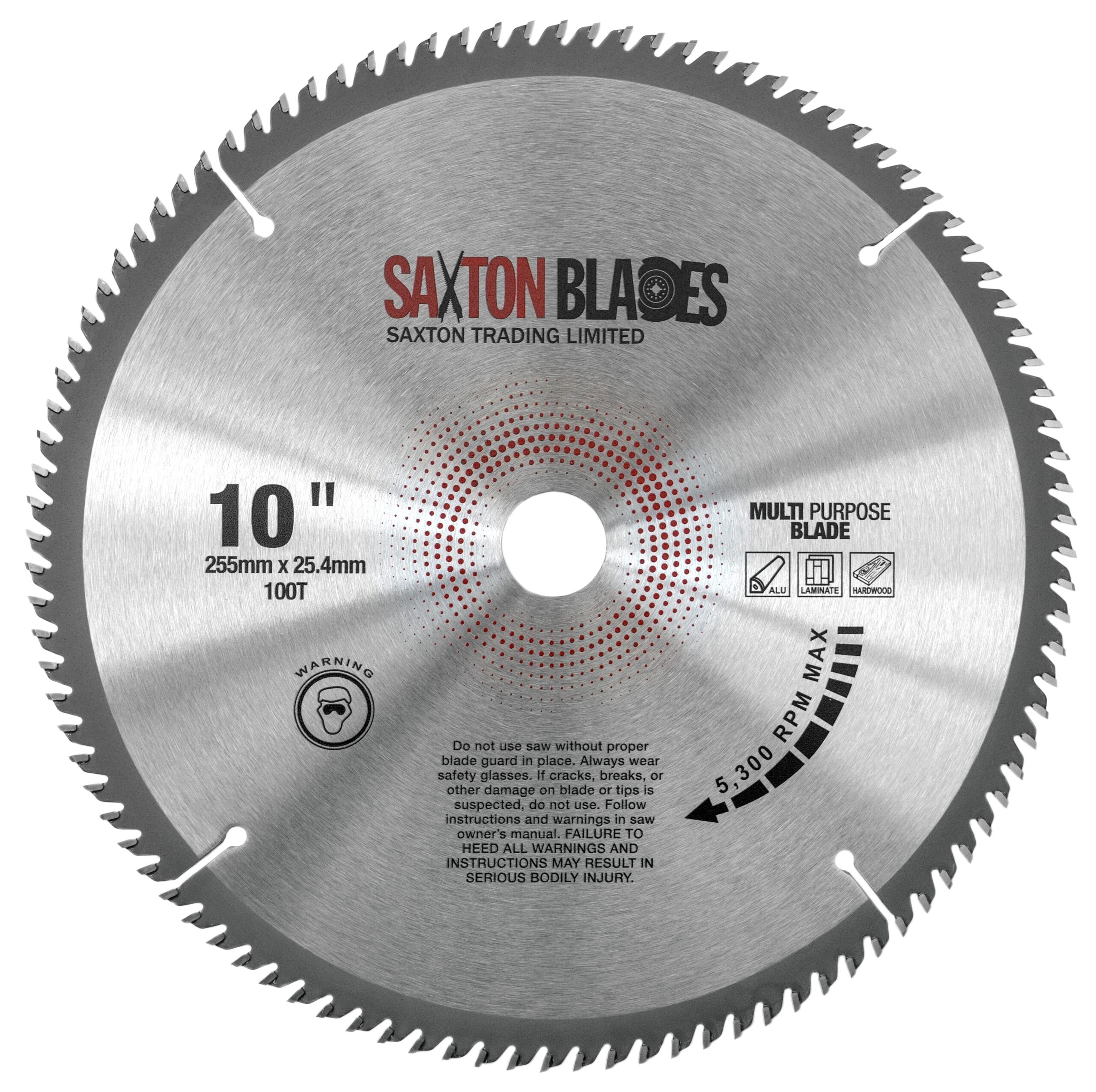 TCT Laminate Hardwood - Aluminium Circular Saw Blade 255mm x 100T x 25 ...