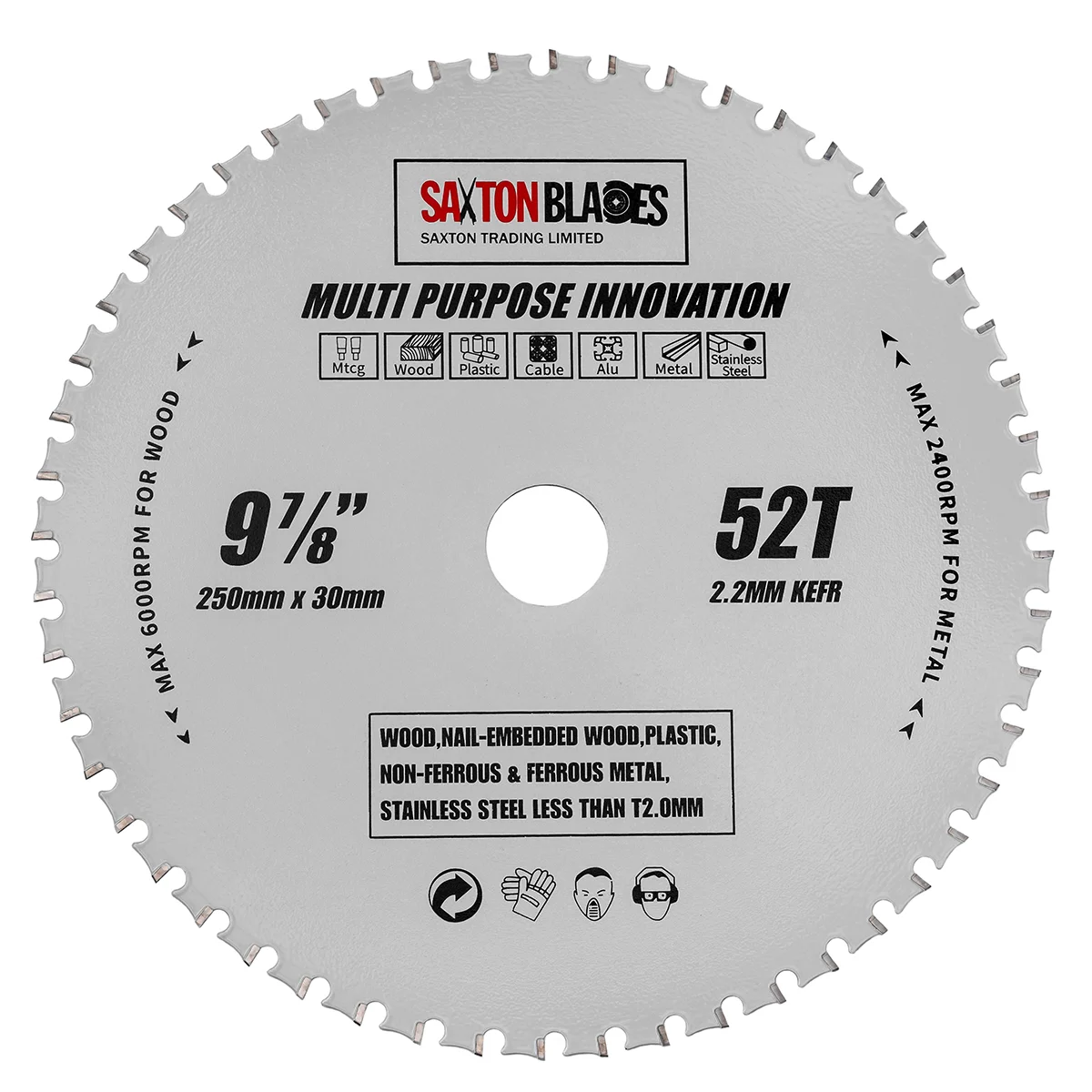 TCT Multi Purpose Innovation Circular Saw Blade 250mm x 52T x 30mm