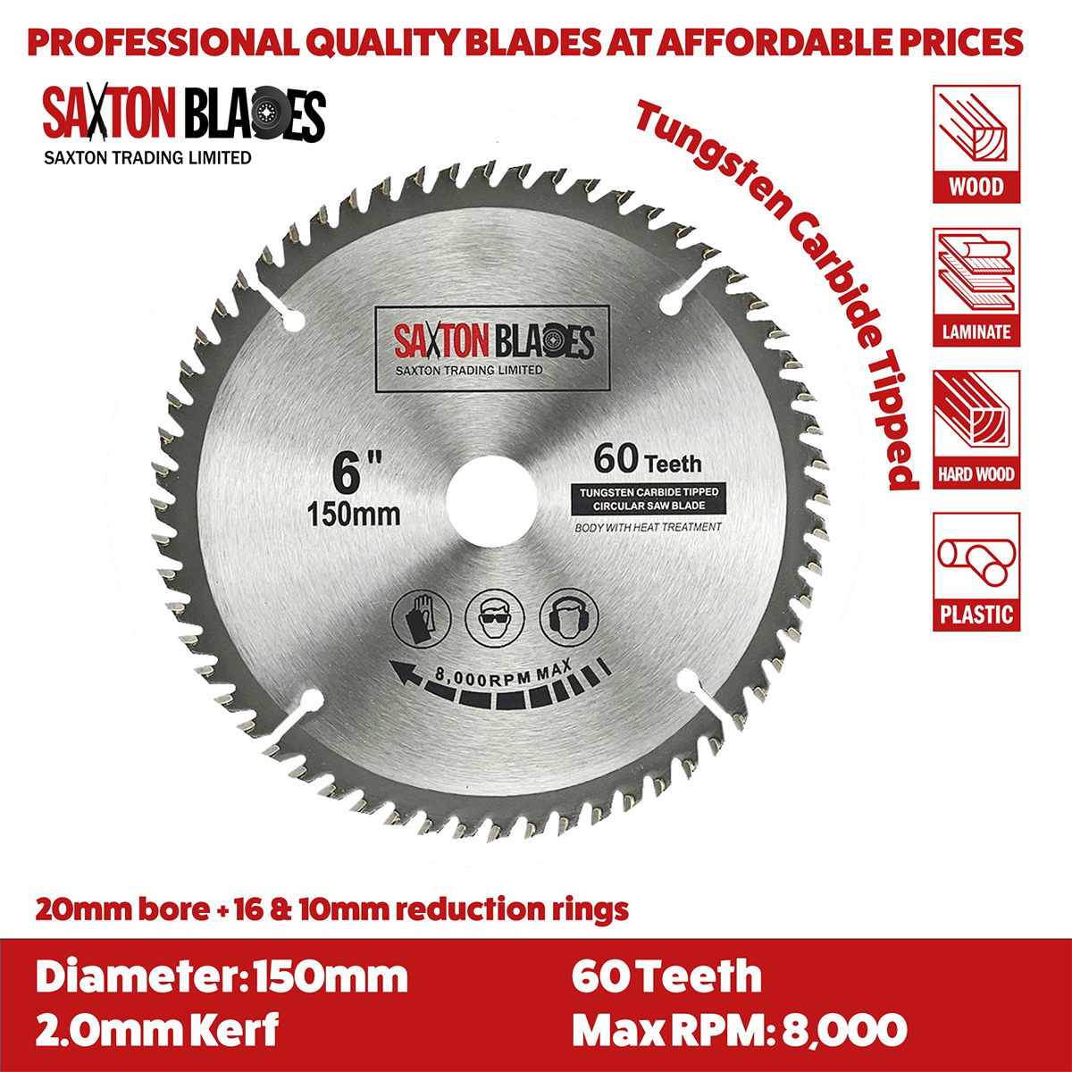 Tct Circular Blade 150mm X 60t Saxton Blades