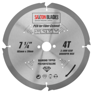 PCD Circular Saw Blade 185mm x 4T x 20mm Bore Polycrystalline Diamond Tipped (16mm ring)